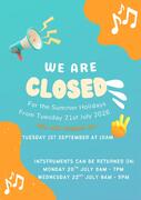 Summer Holiday Update: Closure Dates and Instrument Returns